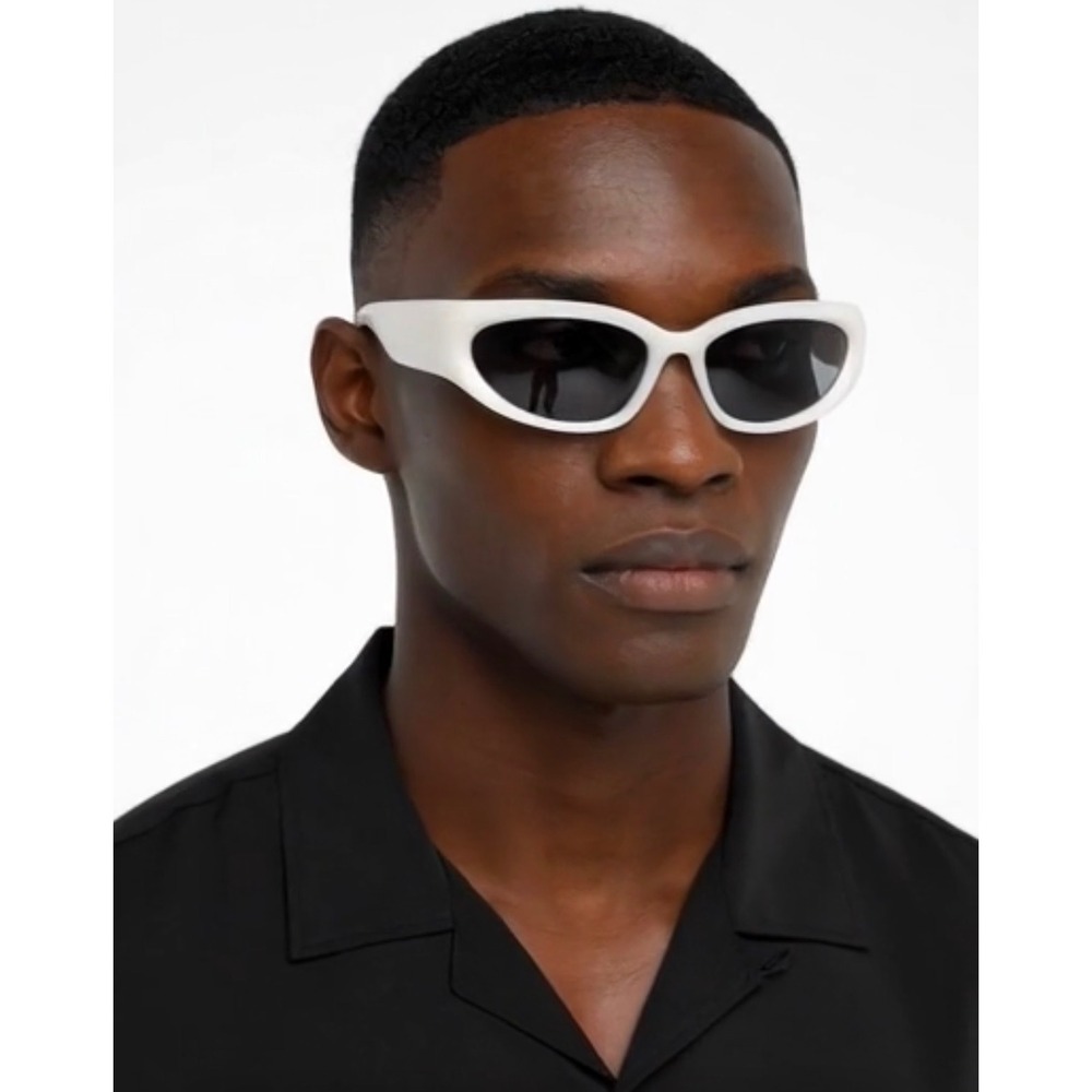 Men Shield Sunglasses Hip Hop Trendy Fashion  Style White Frame Sports Fancy New